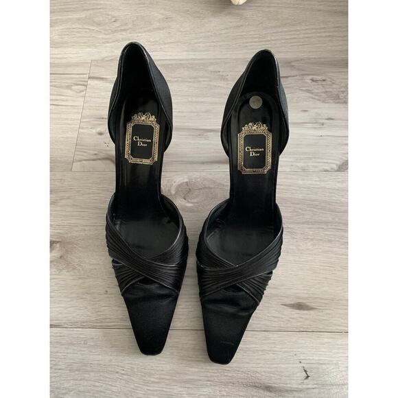 Christian Dior D'Orsay Satin Heels Kitten Heels Size 39.5 - Picture 4 of 5
